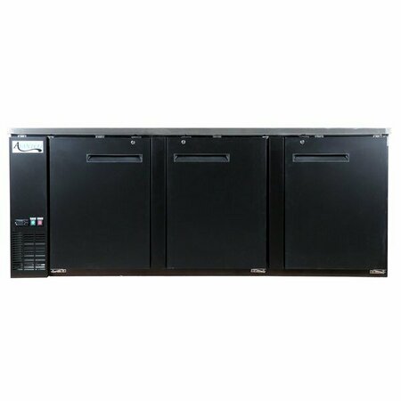 AVANTCO UBB-4-HC 90in Black Counter Height Solid Door Back Bar Refrigerator with LED Lighting 178UBB4HC